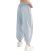 imageQBK 3T14Years Girls Summer Lightweight Baggy Joggers with PocketsWide Leg Sweatpants Cinched Bottom Hip Hop Dance PantsLight Blue