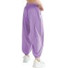 imageQBK 3T14Years Girls Summer Lightweight Baggy Joggers with PocketsWide Leg Sweatpants Cinched Bottom Hip Hop Dance PantsLight Purple