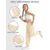 imageQBK 3T14Years Girls Summer Lightweight Baggy Joggers with PocketsWide Leg Sweatpants Cinched Bottom Hip Hop Dance PantsLight Yellow