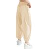 imageQBK 3T14Years Girls Summer Lightweight Baggy Joggers with PocketsWide Leg Sweatpants Cinched Bottom Hip Hop Dance PantsLight Yellow
