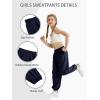 imageQBK 3T14Years Girls Summer Lightweight Baggy Joggers with PocketsWide Leg Sweatpants Cinched Bottom Hip Hop Dance PantsNavy