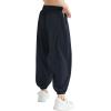 imageQBK 3T14Years Girls Summer Lightweight Baggy Joggers with PocketsWide Leg Sweatpants Cinched Bottom Hip Hop Dance PantsNavy