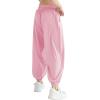 imageQBK 3T14Years Girls Summer Lightweight Baggy Joggers with PocketsWide Leg Sweatpants Cinched Bottom Hip Hop Dance PantsPink