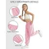 imageQBK 3T14Years Girls Summer Lightweight Baggy Joggers with PocketsWide Leg Sweatpants Cinched Bottom Hip Hop Dance PantsPink