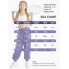 imageQBK 3T14Years Girls Summer Lightweight Baggy Joggers with PocketsWide Leg Sweatpants Cinched Bottom Hip Hop Dance PantsPurple