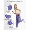 imageQBK 3T14Years Girls Summer Lightweight Baggy Joggers with PocketsWide Leg Sweatpants Cinched Bottom Hip Hop Dance PantsPurple