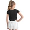 imageQBK 6Years to Youth Girls Crop Top Tee Shirts Short Sleeve Square Neck Cotton Basic Summer Tops Fitted T Shirt for GirlsBlack