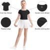 imageQBK 6Years to Youth Girls Crop Top Tee Shirts Short Sleeve Square Neck Cotton Basic Summer Tops Fitted T Shirt for GirlsBlack