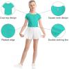 imageQBK 6Years to Youth Girls Crop Top Tee Shirts Short Sleeve Square Neck Cotton Basic Summer Tops Fitted T Shirt for GirlsGreen