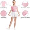 imageQBK 6Years to Youth Girls Crop Top Tee Shirts Short Sleeve Square Neck Cotton Basic Summer Tops Fitted T Shirt for GirlsLight Pink