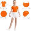 imageQBK 6Years to Youth Girls Crop Top Tee Shirts Short Sleeve Square Neck Cotton Basic Summer Tops Fitted T Shirt for GirlsOrange