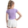 imageQBK 6Years to Youth Girls Crop Top Tee Shirts Short Sleeve Square Neck Cotton Basic Summer Tops Fitted T Shirt for GirlsPurple