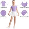 imageQBK 6Years to Youth Girls Crop Top Tee Shirts Short Sleeve Square Neck Cotton Basic Summer Tops Fitted T Shirt for GirlsPurple