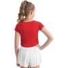 imageQBK 6Years to Youth Girls Crop Top Tee Shirts Short Sleeve Square Neck Cotton Basic Summer Tops Fitted T Shirt for GirlsRed