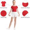 imageQBK 6Years to Youth Girls Crop Top Tee Shirts Short Sleeve Square Neck Cotton Basic Summer Tops Fitted T Shirt for GirlsRed
