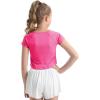 imageQBK 6Years to Youth Girls Crop Top Tee Shirts Short Sleeve Square Neck Cotton Basic Summer Tops Fitted T Shirt for GirlsRose