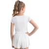 imageQBK 6Years to Youth Girls Crop Top Tee Shirts Short Sleeve Square Neck Cotton Basic Summer Tops Fitted T Shirt for GirlsWhite