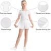 imageQBK 6Years to Youth Girls Crop Top Tee Shirts Short Sleeve Square Neck Cotton Basic Summer Tops Fitted T Shirt for GirlsWhite