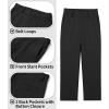 imageQBK Boys Flat Front Dress Pants Uniform Pants Adjustable Waistband for Toddler to Youth with PocketsBlack