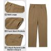 imageQBK Boys Flat Front Dress Pants Uniform Pants Adjustable Waistband for Toddler to Youth with PocketsDark Khaki