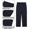 imageQBK Boys Flat Front Dress Pants Uniform Pants Adjustable Waistband for Toddler to Youth with PocketsNavy