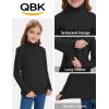 imageQBK Girls Long Sleeve Turtleneck TShirt Kids Basic High Neck Casual Trendy Soft Base Layer Tee Tops4t12YearsBlack