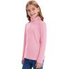 imageQBK Girls Long Sleeve Turtleneck TShirt Kids Basic High Neck Casual Trendy Soft Base Layer Tee Tops4t12YearsPink
