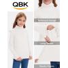 imageQBK Girls Long Sleeve Turtleneck TShirt Kids Basic High Neck Casual Trendy Soft Base Layer Tee Tops4t12YearsWhite
