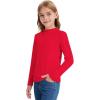 imageQBK Girls Mock Turtleneck Basic Long Sleeve Shirt Casual Tee Tops for Toddler Kids 2t12YearsRed