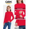 imageQBK Girls Mock Turtleneck Basic Long Sleeve Shirt Casual Tee Tops for Toddler Kids 2t12YearsRed
