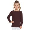 image3T 4T 5T to 12 Years Girls Long Sleeve Shirts Kids Cotton TShirt Toddler Basic Crew Neck TopBrown
