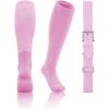 imageQBK 2T3T4T5T Toddler Baseball Socks And Belt Youth Softball Tee Ball Combo Set for Boy Girl 1 Pairs of Socks ampamp 1 BeltLight Pink