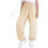 imageQBK 3T14Years Girls Summer Lightweight Baggy Joggers with PocketsWide Leg Sweatpants Cinched Bottom Hip Hop Dance PantsLight Yellow