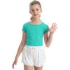 imageQBK 6Years to Youth Girls Crop Top Tee Shirts Short Sleeve Square Neck Cotton Basic Summer Tops Fitted T Shirt for GirlsGreen