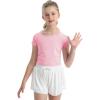 imageQBK 6Years to Youth Girls Crop Top Tee Shirts Short Sleeve Square Neck Cotton Basic Summer Tops Fitted T Shirt for GirlsLight Pink