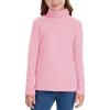 imageQBK Girls Long Sleeve Turtleneck TShirt Kids Basic High Neck Casual Trendy Soft Base Layer Tee Tops4t12YearsPink