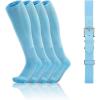 imageQBK Toddler Baseball Socks And Belt Youth Softball Tee Ball Combo Set for Boy Girl 2 Pairs of Socks ampamp 1 BeltBaby Blue