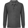 imageQBK Toddler to Youth Boys Performance Golf Polo Kids Athletic Moisture Wicking Long Sleeve Shirts School UniformCharcoal Gray