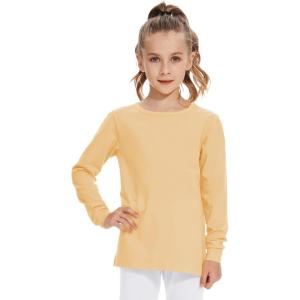 image3T 4T 5T to 12 Years Girls Long Sleeve Shirts Kids Cotton TShirt Toddler Basic Crew Neck TopBeige