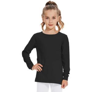 image3T 4T 5T to 12 Years Girls Long Sleeve Shirts Kids Cotton TShirt Toddler Basic Crew Neck TopBlack