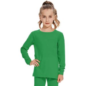 image3T 4T 5T to 12 Years Girls Long Sleeve Shirts Kids Cotton TShirt Toddler Basic Crew Neck TopKelly Green