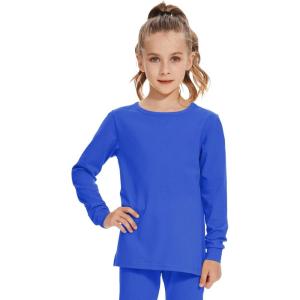 image3T 4T 5T to 12 Years Girls Long Sleeve Shirts Kids Cotton TShirt Toddler Basic Crew Neck TopRoyal Blue