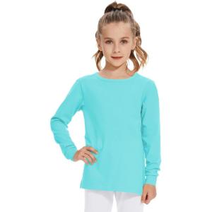 image3T 4T 5T to 12 Years Girls Long Sleeve Shirts Kids Cotton TShirt Toddler Basic Crew Neck TopTurquoise