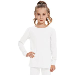 image3T 4T 5T to 12 Years Girls Long Sleeve Shirts Kids Cotton TShirt Toddler Basic Crew Neck TopWhite