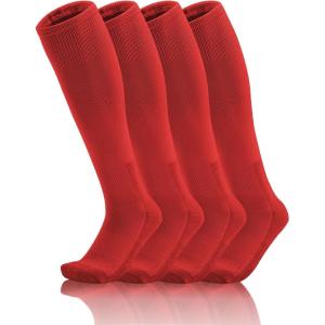 imageQBK 2 Pairs Toddler To Youth BaseballSoftball Socks  Soccer TBall Team Sport Socks For Kids Boys And Girls494red