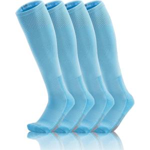 imageQBK 2 Pairs Toddler To Youth BaseballSoftball Socks  Soccer TBall Team Sport Socks For Kids Boys And GirlsBaby Blue494