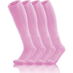 imageQBK 2 Pairs Toddler To Youth BaseballSoftball Socks  Soccer TBall Team Sport Socks For Kids Boys And GirlsBaby Pink494