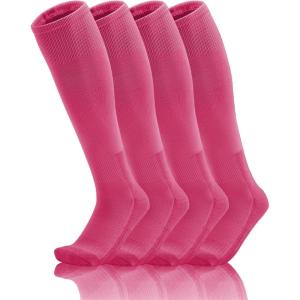 imageQBK 2 Pairs Toddler To Youth BaseballSoftball Socks  Soccer TBall Team Sport Socks For Kids Boys And GirlsRose Red494