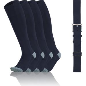 imageQBK 216Y Toddler Baseball Socks And Belt Youth Softball Tee Ball Combo Set for Boy Girl 2 Pairs of Socks ampamp 1 BeltCsoftbal Socksnavy