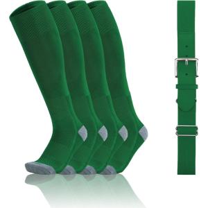 imageQBK 216Y Toddler Baseball Socks And Belt Youth Softball Tee Ball Combo Set for Boy Girl 2 Pairs of Socks ampamp 1 BeltFbaseball Socksgreen